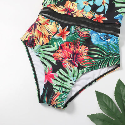 Blume Einteiliger bedruckter Bikini