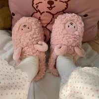 Kuschelige Kuhmuster Pantoffeln in Schaf rosa