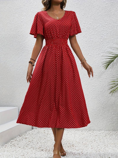 Bettina – Kurzarmkleid Damen Allover-Print Für Frühling Sommer