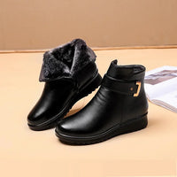 Winterschuhe Damen | Knöchelhoch Mit Metallschnalle in Schwarz