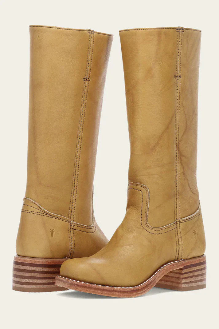 Damen Lederstiefel – Klassische Kniehohe Stiefel mit Blockabsatz aus Echtleder