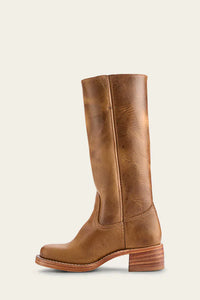 Damen Lederstiefel – Klassische Kniehohe Stiefel mit Blockabsatz aus Echtleder in Bananengelb