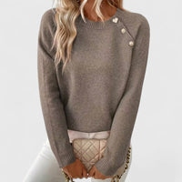 Liveta - Stilvoller Pullover Mit Knöpfen in Grau