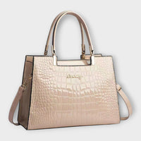 Brava -  Glänzende Krokodilledermuster-Handtasche in Khaki