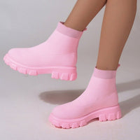 Modische Damen-Stiefeletten im Sockenstiefel-Design in Rosa