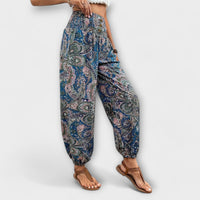 Scarlett - Hose mit ethnischer Grafik in Blau