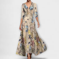 Alma - Damenkleid mit stilvollem Ärmeldesign in Champagner