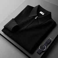 Charlie | Herren Gerippter Reißverschluss Hoodie in Schwarz