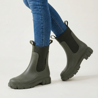 Charlotte | Damen Robuste Profilsohle Chelsea-Stiefel in Grün