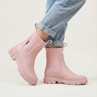 Charlotte | Damen Robuste Profilsohle Chelsea-Stiefel in Rosa