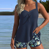Clara | Floral Tankini Set mit Blütenmuster in Marineblau
