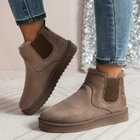 Winterschuhe Damen | Slip-On Stiefel Mit Elastischen Seitenteilen in Braun