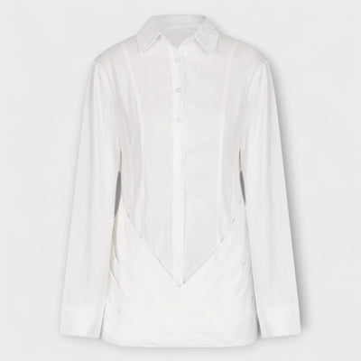 Indie - Langärmliges weißes plissiertes Hemdkleid