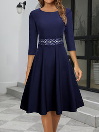 Damen Elegantes Abend Kleid | Midi in Tiefblau
