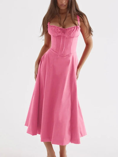 Merle - Midikleid mit tailliertem Oberteil und ausgestelltem Rock | Minikleid mit Spaghettiträgern