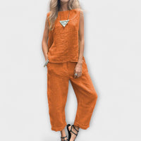 Jennifer - EntspanntesBaumwolle-Leinen Outfit in Orange