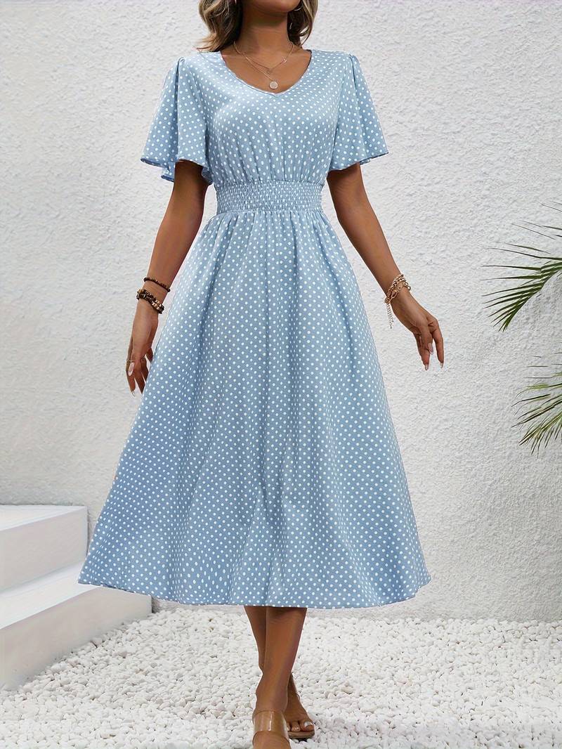Bettina – Kurzarmkleid Damen Allover-Print Für Frühling Sommer
