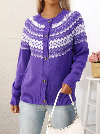 ELEGANTER GEOMETRISCHER MUSTER STRICKCARDIGAN | MODERNER STIL, KOMFORTABEL, VIELSEITIG