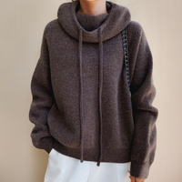 Pullover Damen Rollkragen Mit Kordelzug | Weich & Warm in Braun