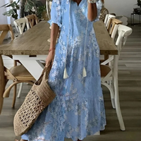 Dalia | Fließendes Boho Maxikleid in Hellblau