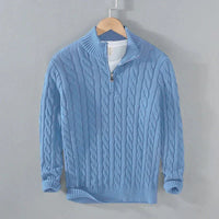 Adam | Eleganter Pullover mit halbem Reißverschluss in Hellblau