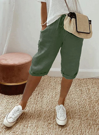 Ezra | Damen 3/4 Hose | Weiße in Grün