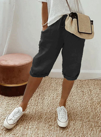Ezra | Damen 3/4 Hose | Weiße in Schwarz
