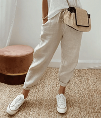 Clara | Damen Weite Hosen | Lockere Hose in Beige