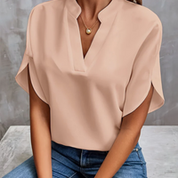 Sandra | Damen Kurzarm Bluse | Elegant in Aprikose