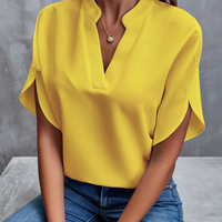 Sandra | Damen Kurzarm Bluse | Elegant in Gelb