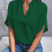 Sandra | Damen Kurzarm Bluse | Elegant in Grün