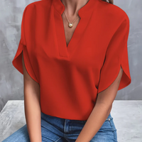 Sandra | Damen Kurzarm Bluse | Elegant in Rot