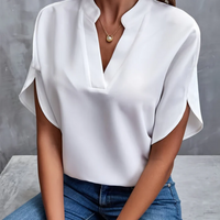 Sandra | Damen Kurzarm Bluse | Elegant in Weiß