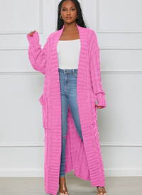 Elvira | Damen Lange Strickjacke | Cardigan in Rosa