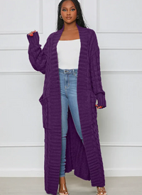 Elvira | Damen Lange Strickjacke | Cardigan in Lila