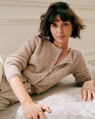 Franziska | Damen Kurze Strickjacke | Schwarz