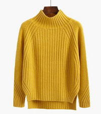 Marga | Damen Ausgefallene Rollkragenpullover | Beige in Gelb