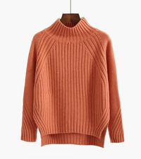 Marga | Damen Ausgefallene Rollkragenpullover | Beige in Orange