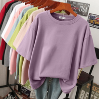 Vina | Damen Basic T-Shirt | Oversized in Dunkelviolett