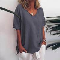 Melina | Damen Bequeme T-Shirt | Lockere in Dunkelgrau