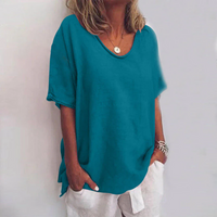 Melina | Damen Bequeme T-Shirt | Lockere in Meeresblau