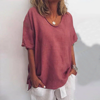 Melina | Damen Bequeme T-Shirt | Lockere in Dunkelrosa