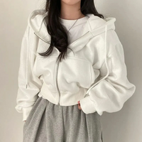 Malaisa | Damen Kurze Strickjacke | Mit Kapuze in Weiß