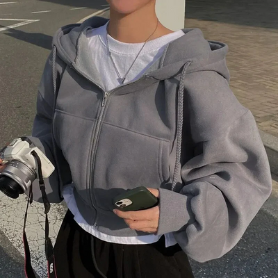 Malaisa | Damen Kurze Strickjacke | Mit Kapuze