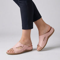 Elisabeth | Damen Bequeme Sandalen Flache Mule-Sandale mit Cut-Out-Detail in Rosa