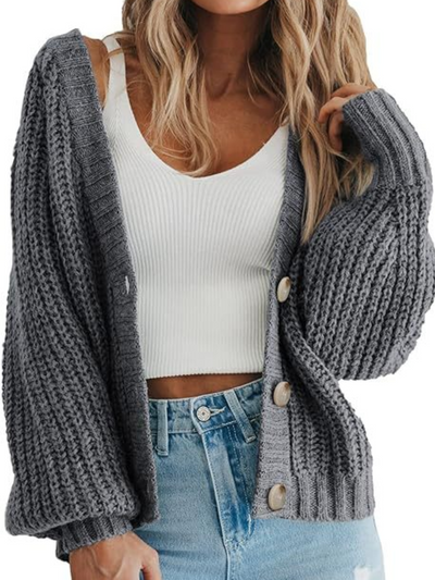 Karina | Damen Kurze Strickjacke | Schwarz