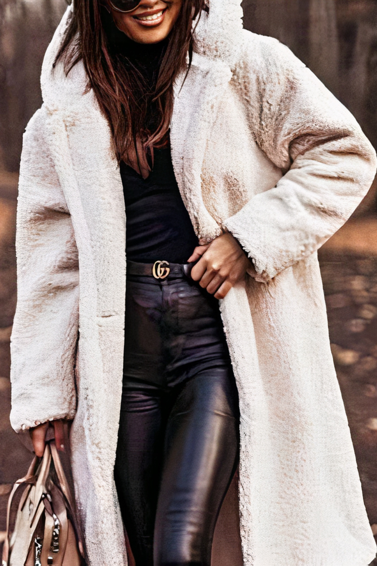 Damen bequemer Mantel mit Kapuze | Teddy