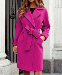 Zemirah | Damen Blau Trenchcoat | Lang in Rosa
