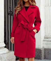 Zemirah | Damen Blau Trenchcoat | Lang in Rot