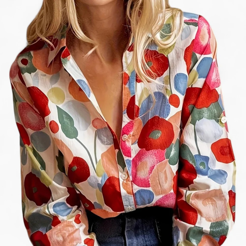 Damen Boho-Bluse mit Blumenmuster | Langarm